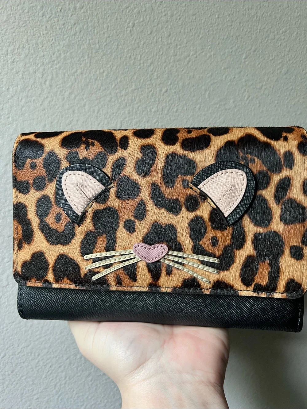 Kate Spade Special Leopard Cat Face Crossbody Wallet